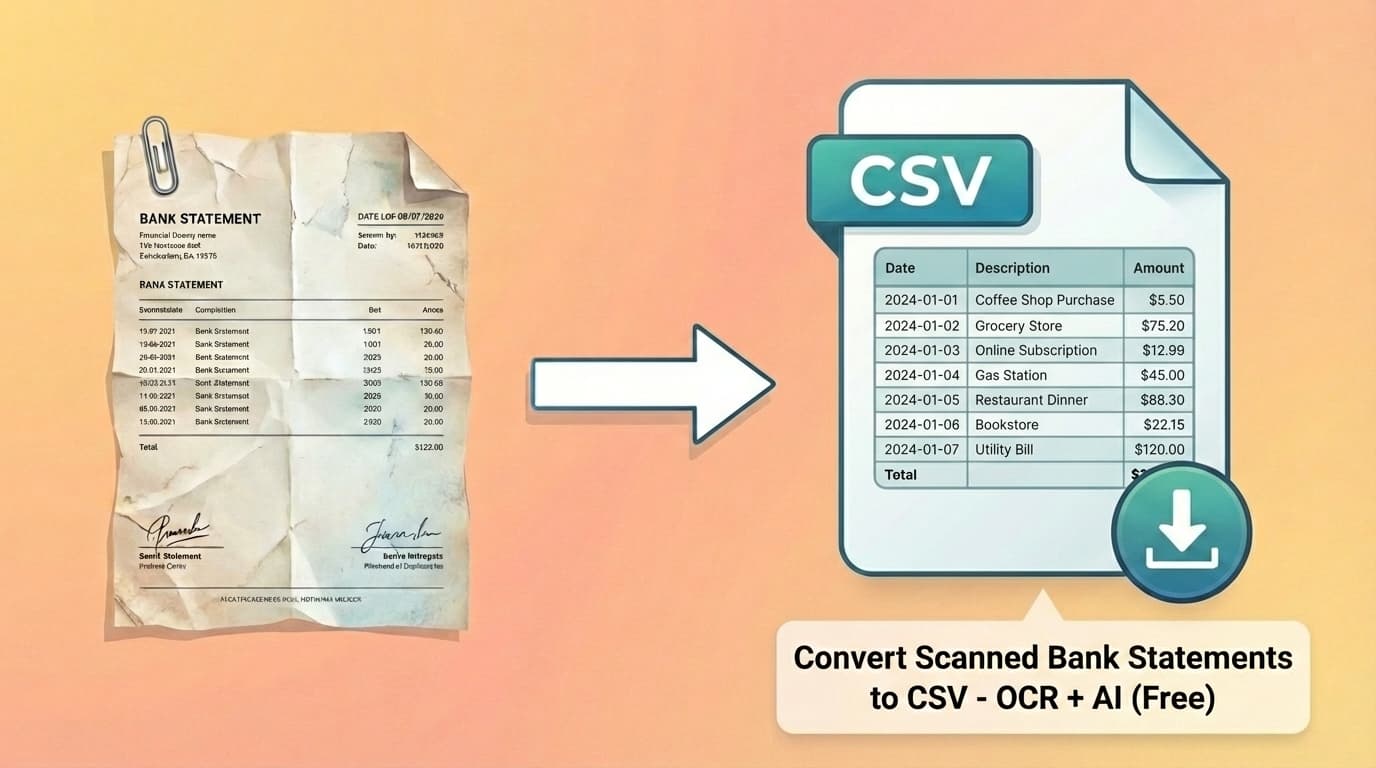 Scanned Bank Statement to CSV - AI OCR (Free)